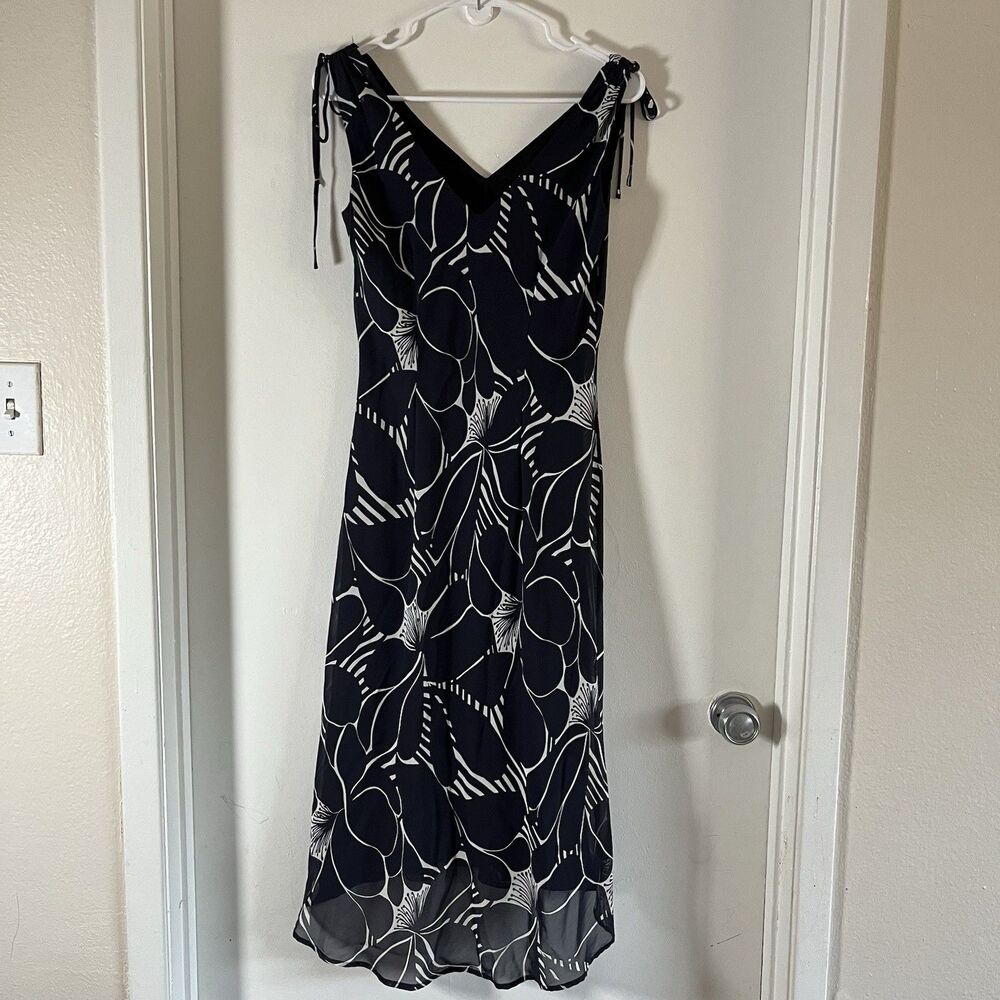VTG 90s Tessuto Dress M Black Floral Midi Fairy Grunge Whimsigoth V Neck